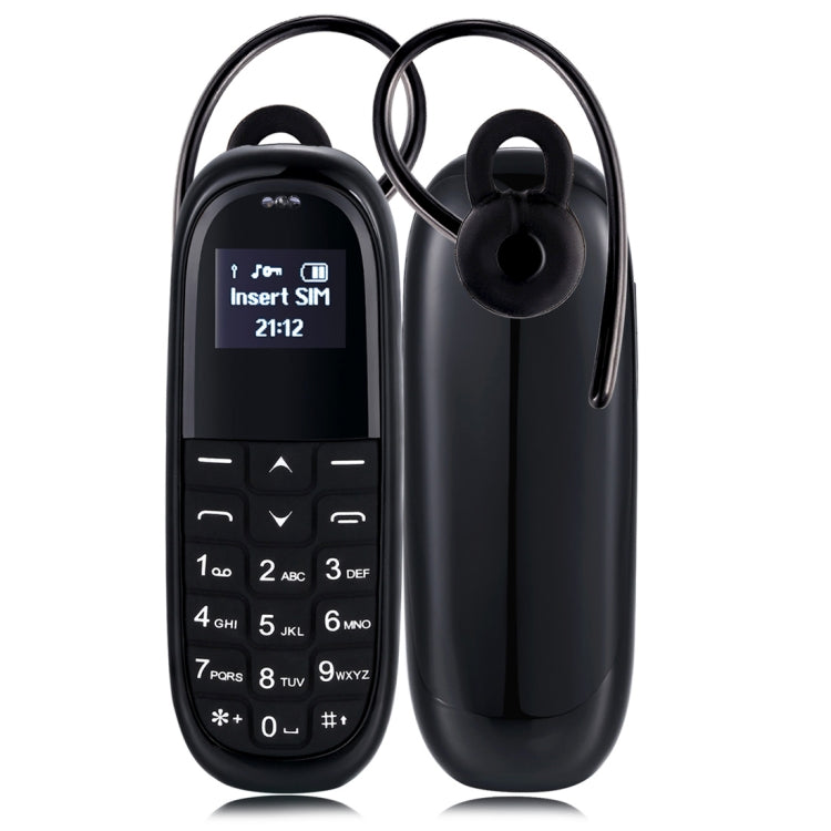 Téléphone portable AIEK KK1 Mini, clavier anglais, casque Bluetooth mains libres, MTK6261DA, anti-perte, carte SIM unique, réseau : 2G (noir)