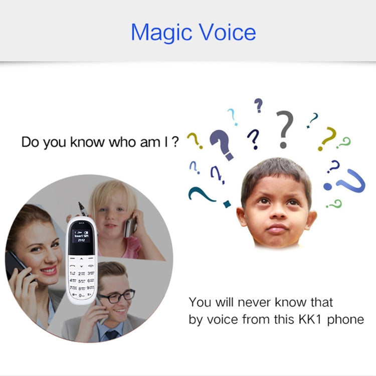 Téléphone portable AIEK KK1 Mini, clavier anglais, casque Bluetooth mains libres, MTK6261DA, anti-perte, carte SIM unique, réseau : 2G (noir)