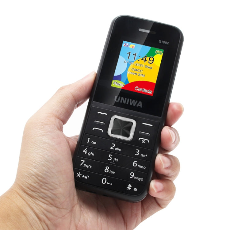 UNIWA E1802 Mobile Phone, 1.77 inch, 1800mAh Battery, SC6531DA, 21 Keys, Support Bluetooth, FM, MP3, MP4, GSM, Dual SIM(Blue)