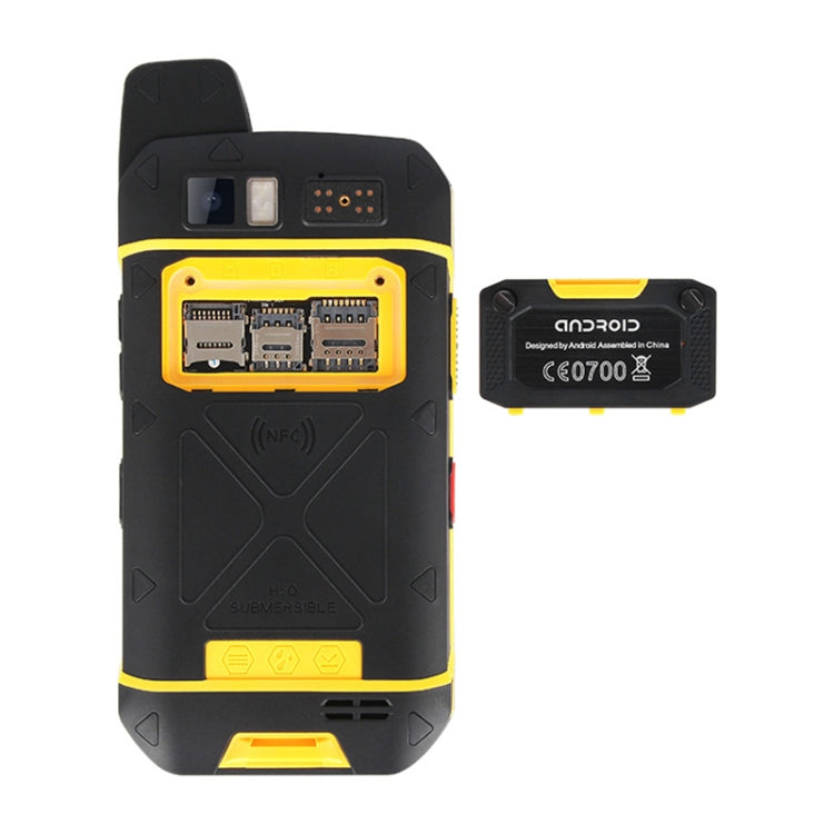 UNIWA B6000 PTT Walkie Talkie Rugged Phone, 4GB+64GB, IP68 Waterproof Dustproof Shockproof, 5000mAh Battery, 4.7 inch Android 9.0 MTK6762 Octa Core up to 2.0GHz, Network: 4G, NFC, OTG (Yellow)