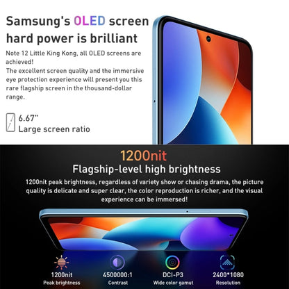 Xiaomi Redmi Note 12 5G, 48MP Camera, 6GB+128GB, Dual Back Cameras, 5000mAh Battery, Side Fingerprint Identification, 6.67 inch MIUI 13 Qualcomm Snapdragon 4 Gen1 Octa Core up to 2.0GHz, Network: 5G, Dual SIM, IR, Not Support Google Play(Black)