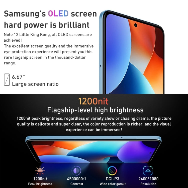 Xiaomi Redmi Note 12 5G, 48MP Camera, 8GB+256GB, Dual Back Cameras, 5000mAh Battery, Side Fingerprint Identification, 6.67 inch MIUI 13 Qualcomm Snapdragon 4 Gen1 Octa Core up to 2.0GHz, Network: 5G, Dual SIM, IR, Not Support Google Play(Blue)