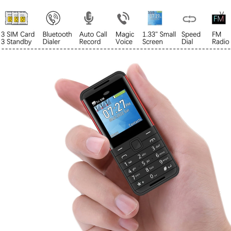 SERVO BM5310 Mini Mobile Phone, Russian Key, 1.33 inch, MTK6261D, 21 Keys, Support Bluetooth, FM, Magic Sound, Auto Call Record, GSM, Triple SIM (Yellow)