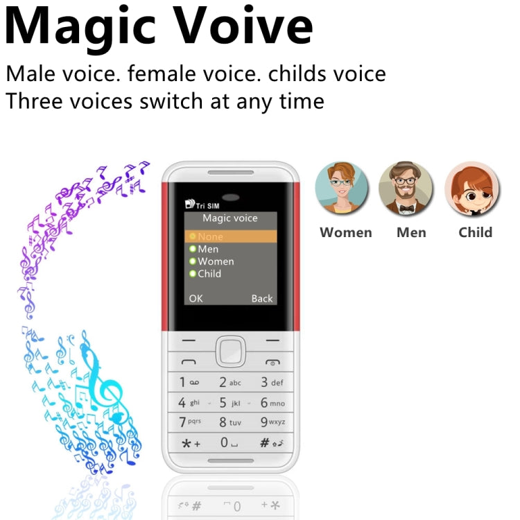 SERVO BM5310 Mini Mobile Phone, Russian Key, 1.33 inch, MTK6261D, 21 Keys, Support Bluetooth, FM, Magic Sound, Auto Call Record, GSM, Triple SIM (Black Red)