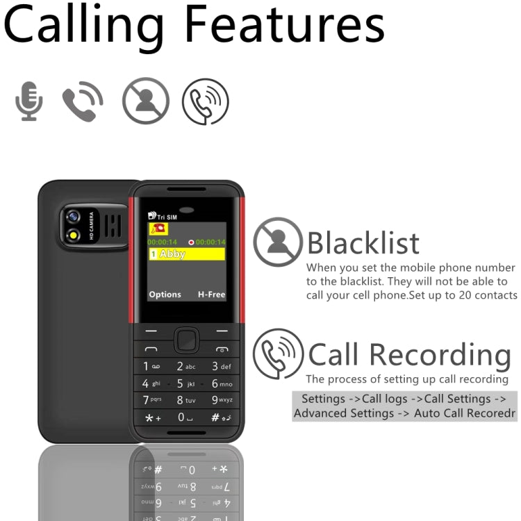 Mini téléphone portable SERVO BM5310, clavier anglais, 1,33 pouce, MTK6261D, 21 touches, prend en charge le Bluetooth, la radio FM, le son magique, l'enregistrement automatique des appels, GSM, Triple SIM (Rouge)