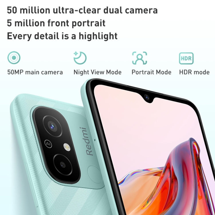 Xiaomi Redmi 12C, 50MP Camera, 6GB+128GB, 5000mAh Battery, Face Identification, 6.71 inch MIUI 13 MediaTek Helio G85 Octa Core up to 2.0GHz, Network: 4G, Dual SIM, Not Support Google Play(Mint Green)