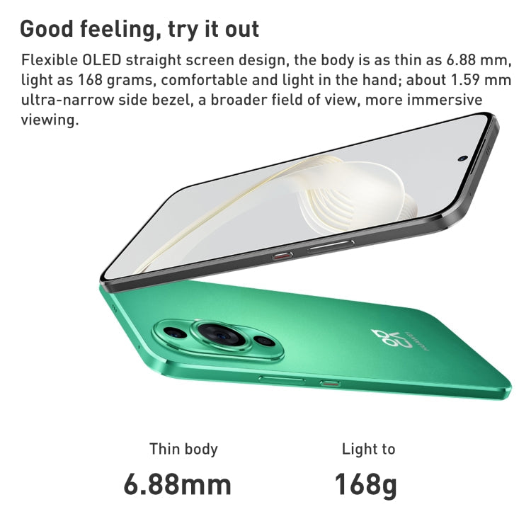 HUAWEI nova 11 FOA-AL00, 60MP Front Camera, 256GB, China Version, Dual Back Cameras, Screen Fingerprint Identification, 6.7 inch HarmonyOS Qualcomm Snapdragon 778G 4G Octa Core up to 2.4GHz, Network: 4G, OTG, NFC, Not Support Google Play(Green)