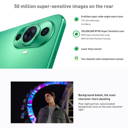 HUAWEI nova 11 FOA-AL00, 60MP Front Camera, 256GB, China Version, Dual Back Cameras, Screen Fingerprint Identification, 6.7 inch HarmonyOS Qualcomm Snapdragon 778G 4G Octa Core up to 2.4GHz, Network: 4G, OTG, NFC, Not Support Google Play(Green)