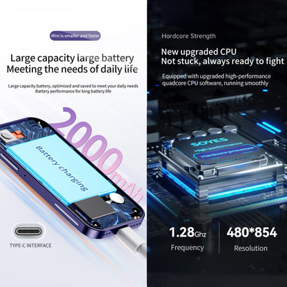 SOYES 14 Pro, 3GB+64GB, Face Recognition, 3.0 inch Android 9.0 MTK6739CW Quad Core up to 1.28GHz, OTG, Network: 4G, Dual SIM, Support Google Play(Purple)