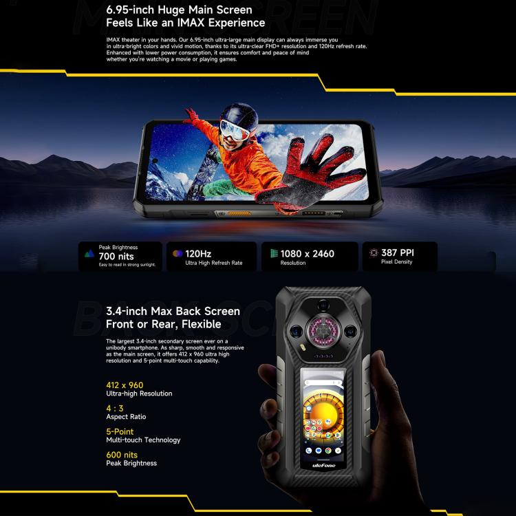 [HK Warehouse] Ulefone Armor 21 IP68/IP69K Rugged Phone, Night Vision, 8GB+256GB, Face ID & Fingerprint Identification, 6.58 inch Android 15 MediaTek Helio G99 Octa Core up to 2.2GHz, Network: 4G, OTG, NFC, Global Version with Google Play (Black)