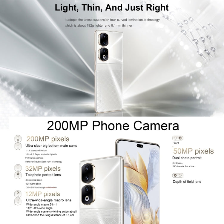 Honor 90 Pro 5G REP-AN00, 200MP Cameras, 16GB+256GB, China Version