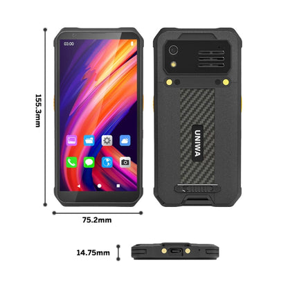 Téléphone durci UNIWA M512 version scan 2D, 4 Go+64 Go, étanche IP65, antichoc, batterie 4100 mAh, Android 12 MTK6762 Octa Core jusqu'à 2,0 GHz, réseau : 4G, NFC (Noir)
