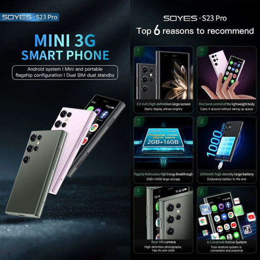 SOYES S23 Pro, 2GB+16GB, 3.0 inch Android 8.1 MTK6580 Quad Core up to 1.3GHz, Bluetooth, WiFi, GPS, Network: 3G, Dual SIM (Green)