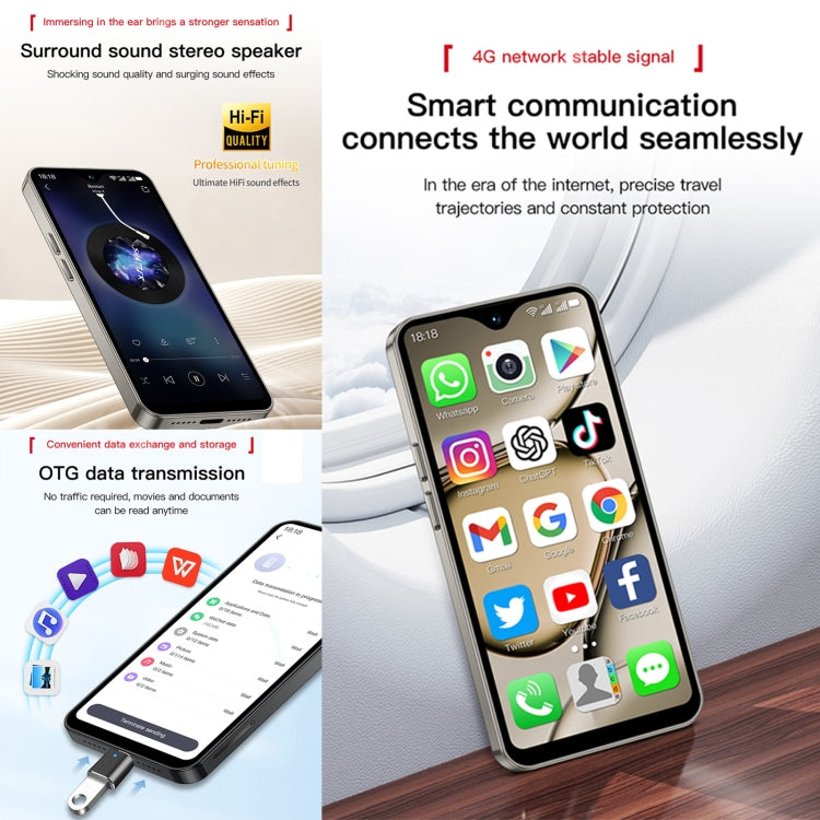 SOYES XS18 Pro Max, 2 Go+16 Go, Face ID, 4,3 pouces Android 8.1 MTK6737A Quad Core, Réseau : 4G, OTG, Double SIM (Gris)