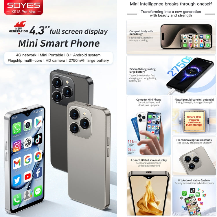SOYES XS18 Pro Max, 2 Go+16 Go, Face ID, Android 8.1 MTK6737A Quad Core 4,3 pouces, Réseau : 4G, OTG, Double SIM (Blanc)