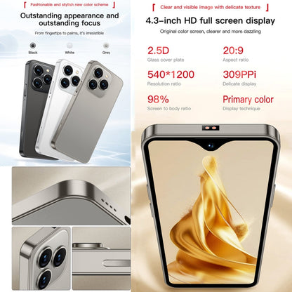 SOYES XS18 Pro Max, 2 Go+16 Go, Face ID, 4,3 pouces Android 8.1 MTK6737A Quad Core, Réseau : 4G, OTG, Double SIM (Gris)