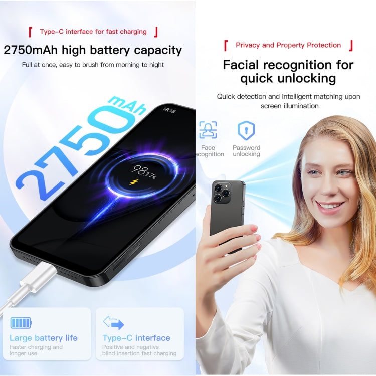 SOYES XS18 Pro Max, 2 Go+16 Go, Face ID, Android 8.1 MTK6737A Quad Core 4,3 pouces, Réseau : 4G, OTG, Double SIM (Blanc)