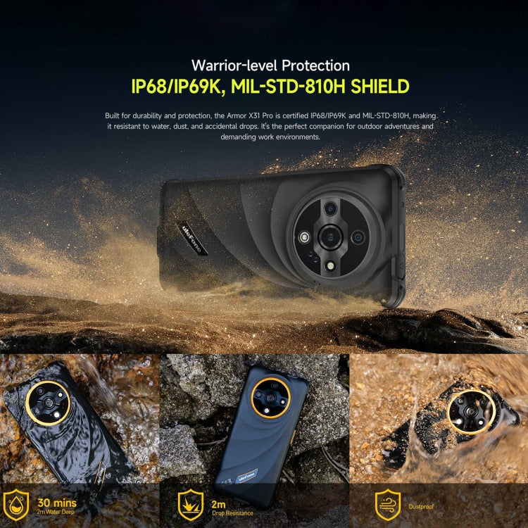 [HK Warehouse] Ulefone Armor X31 Pro 5G, 8GB+256GB, Night Vision, IP68/IP69K Rugged Phone, 6.56 inch Android 15 MediaTek Dimensity 6300 Octa Core, Network: 5G, NFC, OTG (Green)