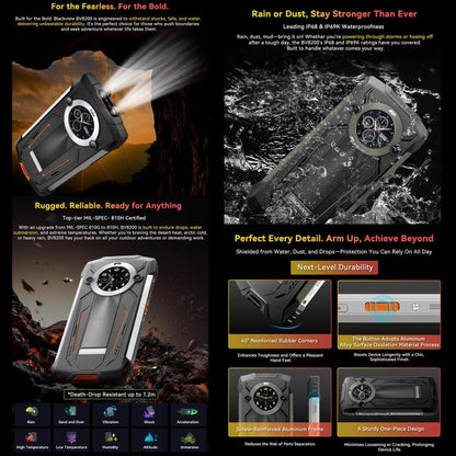 [Entrepôt HK] Téléphone Robuste Blackview BV8200, 12 Go+256 Go, 6,5 pouces + 1,3 pouces Android 14 MediaTekHelio G100 MT8781, Réseau: 4G, NFC (Noir)