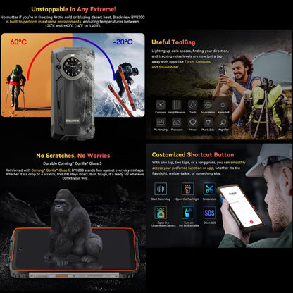 [Entrepôt HK] Téléphone Robuste Blackview BV8200, 12 Go+256 Go, 6,5 pouces + 1,3 pouces Android 14 MediaTekHelio G100 MT8781, Réseau: 4G, NFC (Noir)
