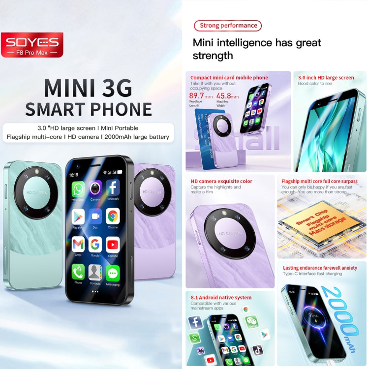 SOYES F8 Pro Max, 1GB+16GB, 3.0 inch Android 8.1 MTK6580 Quad Core, Network: 3G, Dual SIM (Purple)