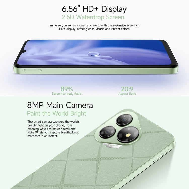 [HK Warehouse] Ulefone Note 19, 3GB+64GB, Face ID & Side Fingerprint, 6.56 inch Android 14 Go Unisoc T603 Octa Core, Network: 4G, Dual SIM, OTG (Black)