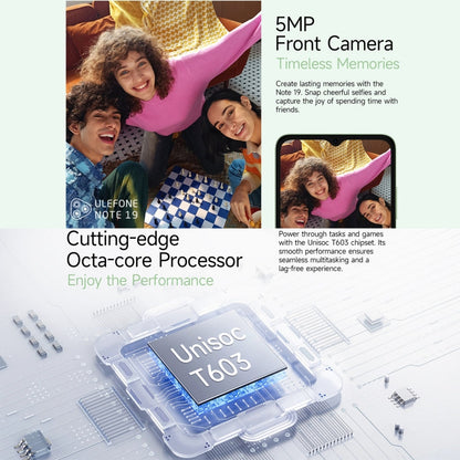 [HK Warehouse] Ulefone Note 19, 3GB+64GB, Face ID & Side Fingerprint, 6.56 inch Android 14 Go Unisoc T603 Octa Core, Network: 4G, Dual SIM, OTG (Black)