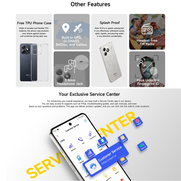 [HK Warehouse] Ulefone Note 18 Pro, 6GB+256GB, Face ID & Side Fingerprint, 6.78 inch Android 14 MediaTek Helio G91 MTK6769 Octa Core, Network: 4G, Dual SIM, OTG, NFC (Moonlit White)