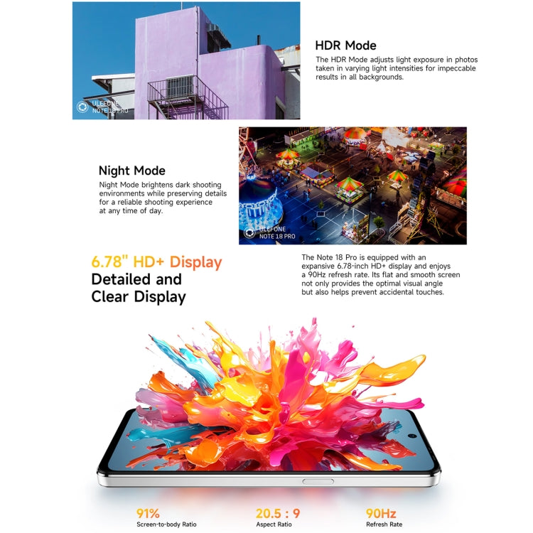 [HK Warehouse] Ulefone Note 18 Pro, 6GB+256GB, Face ID & Side Fingerprint, 6.78 inch Android 14 MediaTek Helio G91 MTK6769 Octa Core, Network: 4G, Dual SIM, OTG, NFC (Lustrous Black)