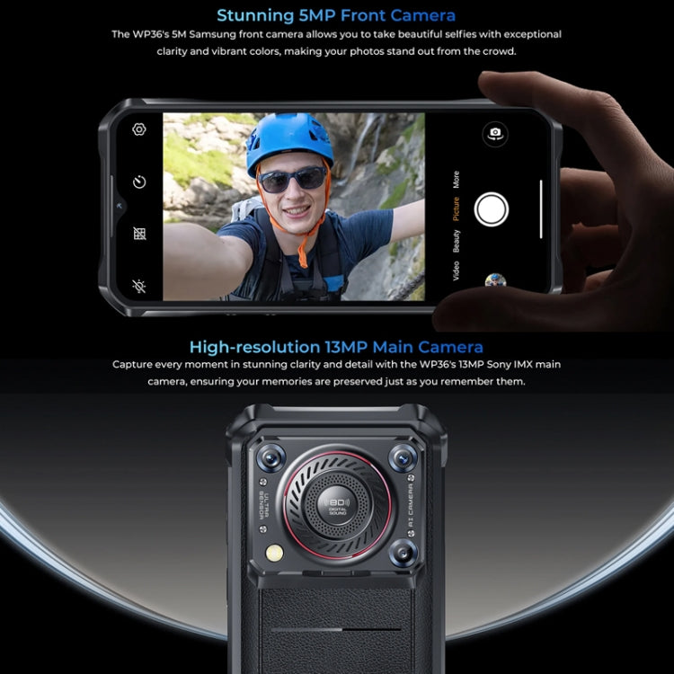 [HK Warehouse] Oukitel WP36 Pro, 6GB+256GB, IP68/IP69K, Fingerprint Identification, 10600mAh, 6.52 inch MediaTek MT8788 Octa Core, NFC, OTG, Network: 4G (Black)