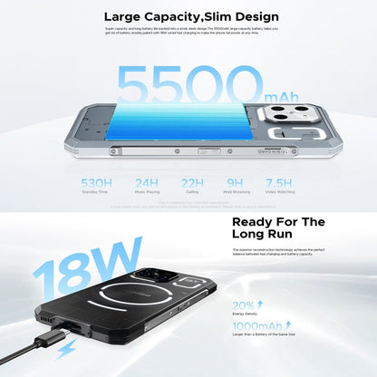 [HK Warehouse] DOOGEE Blade GT 5G Rugged Phone, 12GB+256GB, 6.72 inch Android 14 Dimensity 7050 Octa Core, Network: 5G, OTG, NFC, LED Light Effect (White)