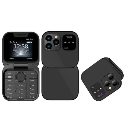SERVO i16 Pro Mini Flip Phone, 1.77 inch, MTK6261D, 23 Keys, Support Bluetooth, FM, Magic Sound, Quick Dial, GSM, Dual SIM (Black)