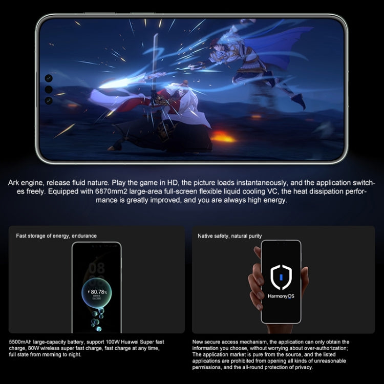 HUAWEI Mate 70 Pro, 12 Go+1 To, Harmony AI, Identification faciale 3D et empreinte digitale latérale, HarmonyOS 4.3 de 6,9 pouces, NFC, OTG, Ne prend pas en charge Google Play (Vert)