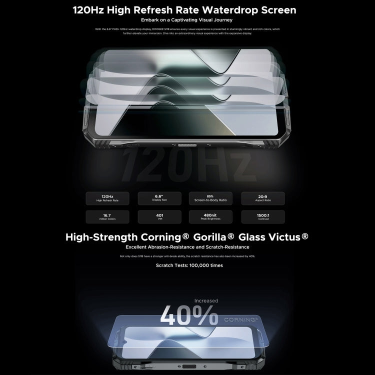 [HK Warehouse] DOOGEE S118 Rugged Phone, 12GB+512GB, 6.58 inch Android 14 MediaTek Helio G99 Octa Core, Network: 4G, OTG, NFC (Black Green)