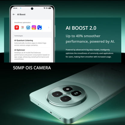 Realme 13, 12 Go+512 Go, Identification latérale par empreinte digitale, 6,72 pouces Realme UI 5.0 Dimensity 6300 5G Octa Core, Réseau : 5G (Vert)