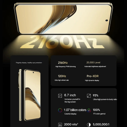 Realme 13 Pro+, 12 Go+256 Go, Identification d'empreintes digitales sous l'écran, 6,7 pouces Realme UI 5.0 Snapdragon 7s Gen 2 Octa Core, NFC, Réseau : 5G (Or)