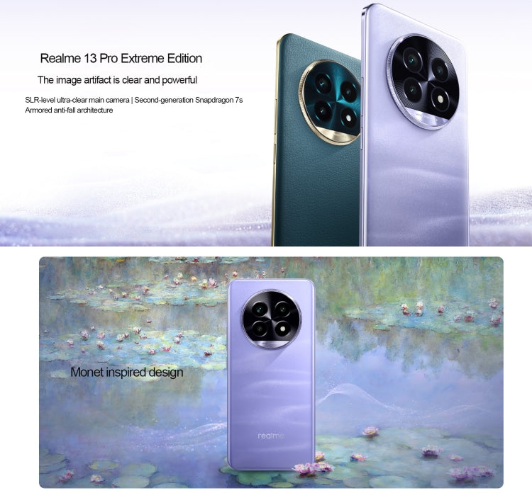 Realme 13 Pro Extreme Edition, 12 Go + 256 Go, identification par empreinte digitale sur écran, Realme UI 5.0 Snapdragon 7s Gen 2 Octa Core 6,7 pouces, NFC, réseau : 5G (vert émeraude)