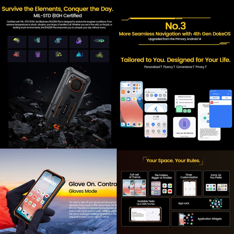 [HK Warehouse] Blackview BV6200 Plus, 8GB+128GB, IP68/IP69K/MIL-STD-810H, 6.56 inch Android 14 Unisoc UMS9230 T606 Octa Core, Network: 4G, OTG, NFC  (Green)