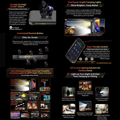 [HK Warehouse] Blackview BV7300 Rugged Phone, 6GB+256GB, IP68/IP69K/MIL-STD-810H, 6.67 inch Android 14 MediaTek Helio G81 MT6769V/CB Octa Core, Network: 4G, OTG (Black)