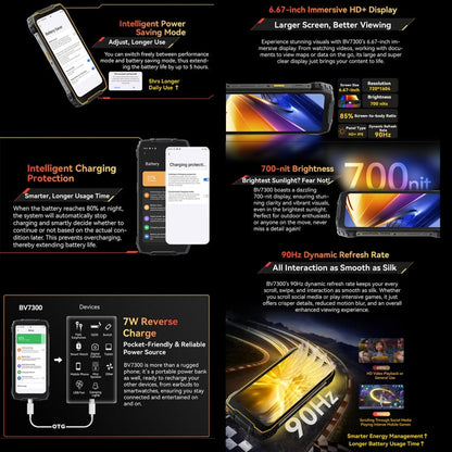 [HK Warehouse] Blackview BV7300 Rugged Phone, 6GB+256GB, IP68/IP69K/MIL-STD-810H, 6.67 inch Android 14 MediaTek Helio G81 MT6769V/CB Octa Core, Network: 4G, OTG (Black)