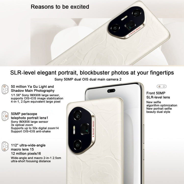 Honor 300 Ultra, 12GB+512GB, Screen Fingerprint, 6.78 inch MagicOS 9.0 / Android 15 Snapdragon 8 Gen 3 Octa Core, Network: 5G, NFC, OTG, Not Support Google Play (White)