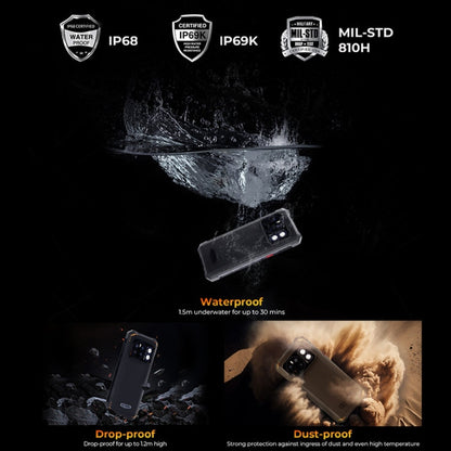 [Entrepôt HK] HOTWAV CYBER 13, Téléphone robuste IP68/IP69K, 8 Go+128 Go, 10800 mAh, 6,6 pouces Android 14.0 Unisoc T606 Octa Core, Réseau: 4G, NFC, OTG (Orange)