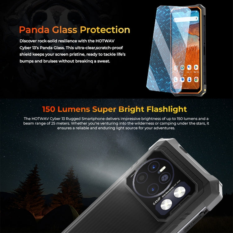 [HK Warehouse] HOTWAV CYBER 13, IP68/IP69K Rugged Phone, 8GB+128GB, 10800mAh, 6.6 inch Android 14.0 Unisoc T606 Octa Core, Network: 4G, NFC, OTG (Black)