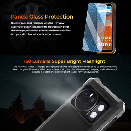 [HK Warehouse] HOTWAV CYBER 13, IP68/IP69K Rugged Phone, 8GB+128GB, 10800mAh, 6.6 inch Android 14.0 Unisoc T606 Octa Core, Network: 4G, NFC, OTG (Black)