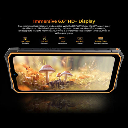 [Entrepôt HK] HOTWAV CYBER 13, Téléphone robuste IP68/IP69K, 8 Go+128 Go, 10800 mAh, 6,6 pouces Android 14.0 Unisoc T606 Octa Core, Réseau: 4G, NFC, OTG (Orange)