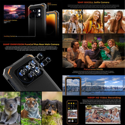 [Entrepôt HK] HOTWAV CYBER 13, Téléphone robuste IP68/IP69K, 8 Go+128 Go, 10800 mAh, 6,6 pouces Android 14.0 Unisoc T606 Octa Core, Réseau: 4G, NFC, OTG (Orange)