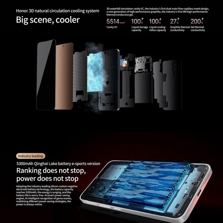Honor GT, 16GB+256GB, In-screen Fingerprint, 6.7 inch MagicOS 9.0 Android 15.0 Snapdragon 8 Gen 3 Octa Core, Network: 5G, OTG, NFC (Green)