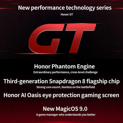 Honor GT, 16GB+512GB, In-screen Fingerprint, 6.7 inch MagicOS 9.0 Android 15.0 Snapdragon 8 Gen 3 Octa Core, Network: 5G, OTG, NFC (Black)