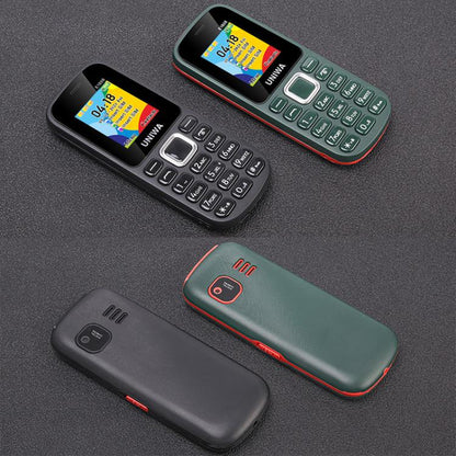 Téléphone à clavier pour personnes âgées UNIWA E1808, 1,77 pouce SC6531E, lampe de poche LED, 21 touches, réseau : 2G, Triple SIM, prise EU (noir)