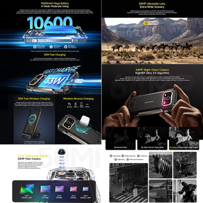 [Entrepôt HK] Téléphone robuste Ulefone Armor 27, 12 Go+256 Go, Vision nocturne, 10600 mAh, Android 14 MediaTek Helio G99 Octa Core de 6,78 pouces, Réseau: 4G, NFC, OTG (Noir)